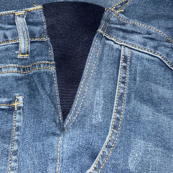 Women's Indigo Blue Side-Panel Skinny Ankle Denim Overalls Maternity Size XL - Picture 12 of 12